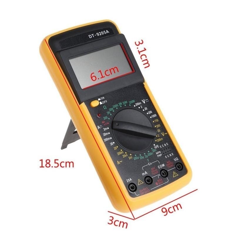 Dreamburgh DT9205A Digital Multimeter AC/DC LCD Display Electric Handheld Ammeter Voltmeter Resistance Capacitance hFE Tester