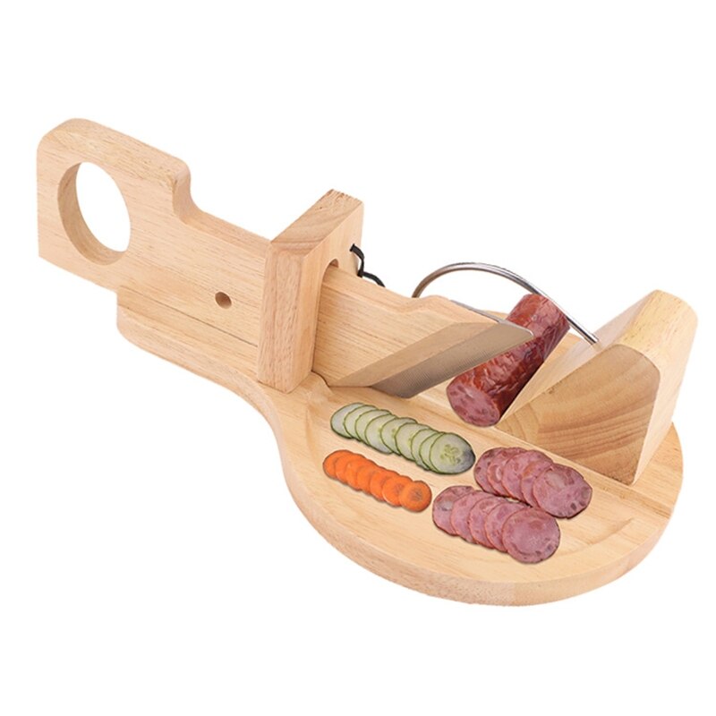 Coupe-saucisse rustique en bois et lame en inox pour trancher et hacher les arômes, plus de viandes séchées