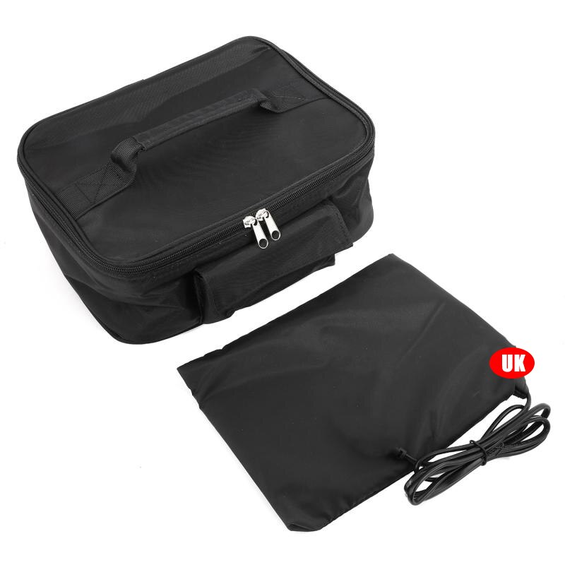 Fiambrera portátil para el coche con calefacción para mantener fresco, paquete de calefacción para el almuerzo, horno eléctrico para microondas, comida , Picnic, Camping, bolsa de cena: Black UK Plug