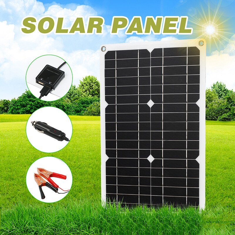 180W Solar Power Panel 12V Household Outdoor Dual USB Monocrystalline Solar Battery Kit