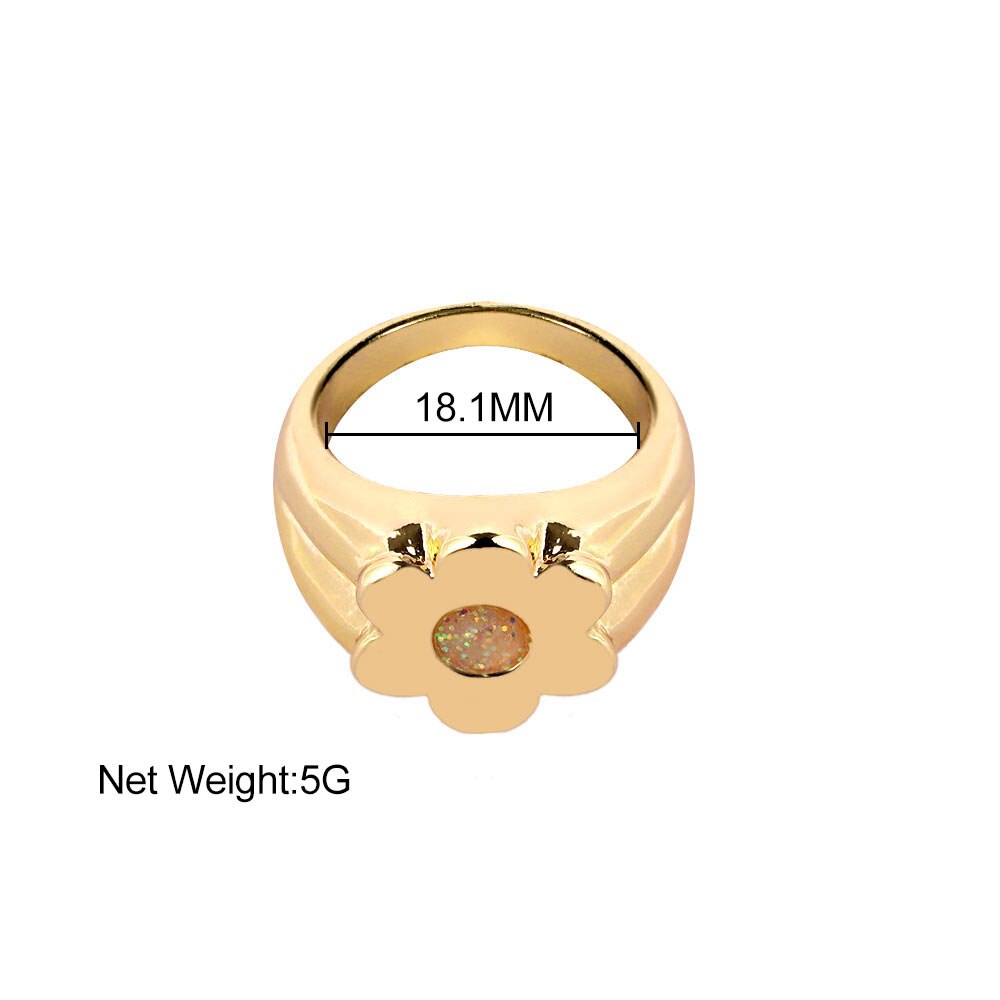 Flatfoosie Neue Koreanische Blume Metall Ringe für Frauen modisch Gold Farbe Emaille Blume Geometrische Index Finger Ringe Partei Schmuck