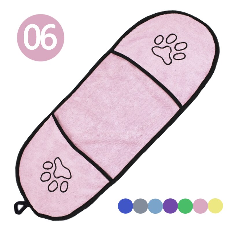 Toalla de baño de microfibra para perro, toalla de secado ultraabsorbente para cachorros y gatos pequeños, manta con bolsillo, bata de baño para perros grandes: pink