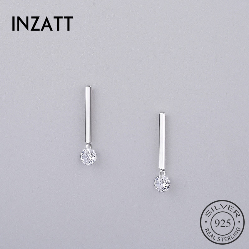 INZATT Classic 925 Sterling Zilveren Kristallen Oorbellen Geometrische Stok Bar Voor Vrouwen verjaardagsfeestje Mode-sieraden Pendientes