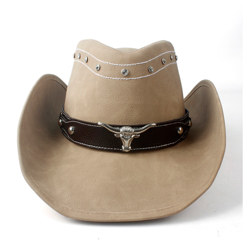 Leather Men Western Cowboy Hat For Gentleman Cowboy West Hunter Sombrero Caps Godfather Hats