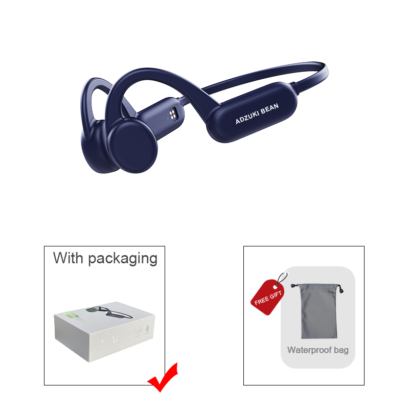 Écouteurs sans fil Bluetooth à Conduction osseuse, casque d&#39;écoute étanche avec Microphone, mémoire de 8 go, natation, Sport, musique, TWS, IPX8: blue