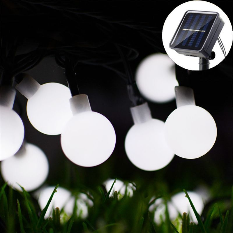 Solcellslampa med led-ljusslinga, rund boll, utomhusträdgård, solcellslampa för bröllopsfest, camping, balkongdekoration: Föränderlig / 6-10w