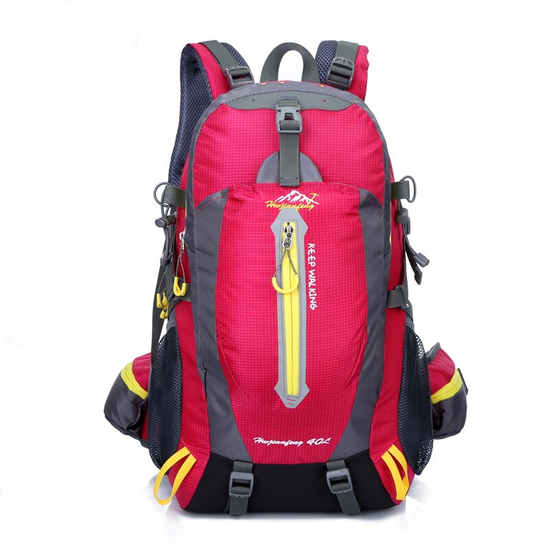 Udendørs rygsæk 40l rejser klatring rygsække vandtæt rygsæk bjergbestigning taske nylon camping vandrerygsæk: Rose