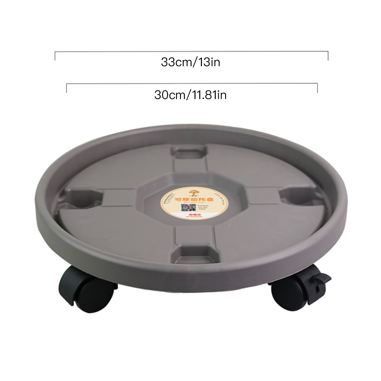 Flower Pot Tray Round Plastic Tray Caster Wheels Pallet Tray Vase With Rollers Flower Plant Pot Holder: Grey 330