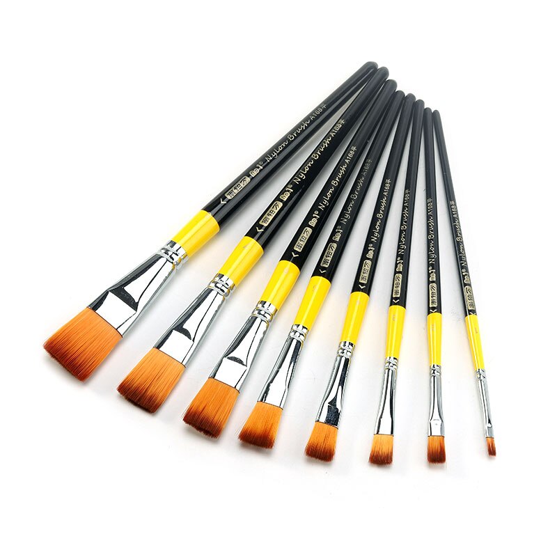 Nylon Paint Brush Used To Wood Makeup Safety Acrylic Watercolor Oil Painting for Artist Drawing Art Supplies No.1 A168 1Pcs