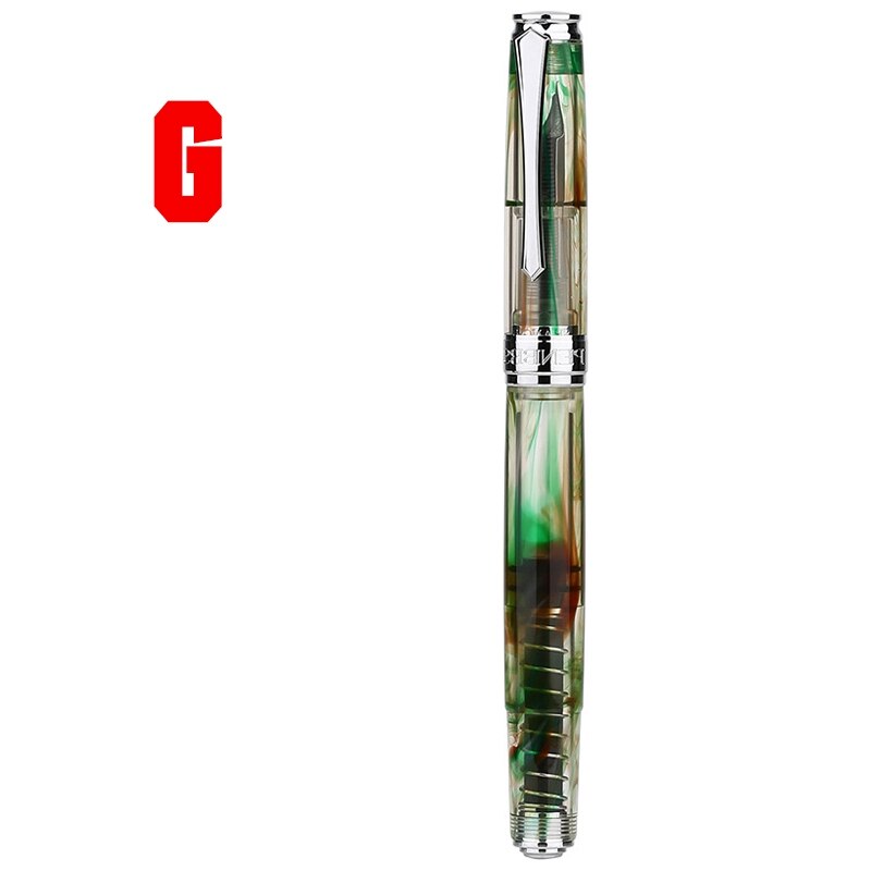 PENBBS 500 de acrílico colorido pluma estilográfica con émbolo Clip de plata Punta fina F escribir fuente bolígrafos la escuela de artículos de oficina: G