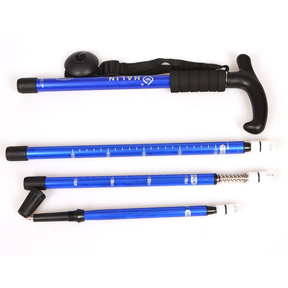 Lightweight Adjustable Trekking Poles Aluminum Alloy 4 Section Anti-Shock Hiking Canes Outdoors Telescopic Walking Hiking Sticks