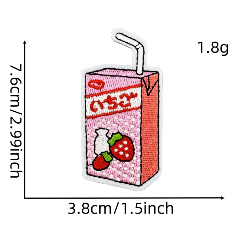 rot Erdbeere Obst Joghurt Milch Kuchen Mädchen Aufbügeln NäHenne bestickte Abzeichen Flecken DIY T-Shirt Rucksack Kleidung Applikationen Aufkleber: Kupfer