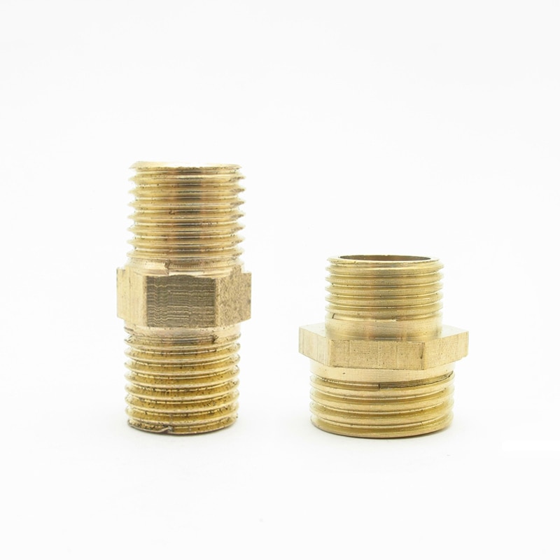 1/4" 1/2" BSP Male x M14*1.5 Metric Male Thread Hex Brass Pipe Fitting Adapter Coupler Reducer Connector For Fuel Gas Water