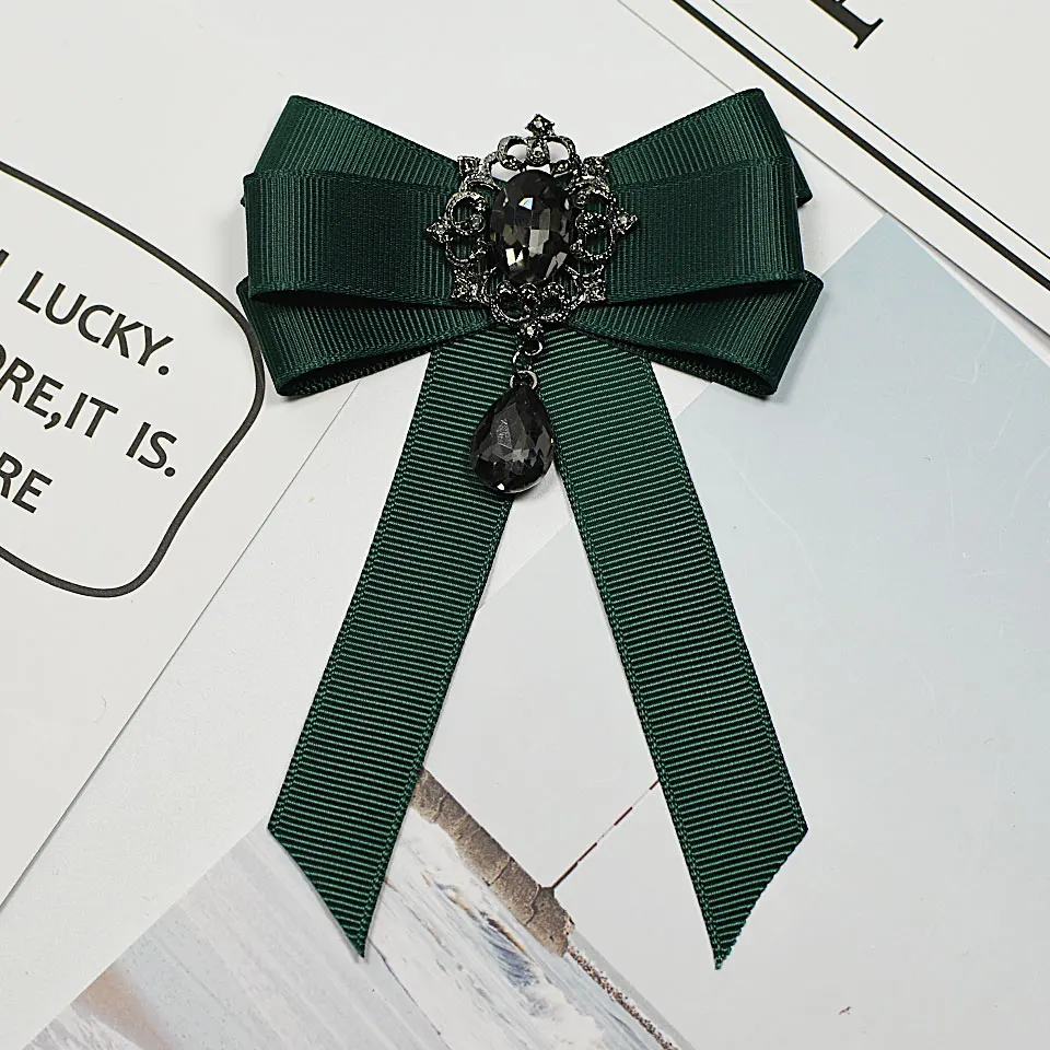 I-remiel, broche con lazo de cinta roja a la , tela de cristal con diamantes de imitación, arte de tela, alfileres y broches para vestido de boda de lujo, para mujer: PLATEADO