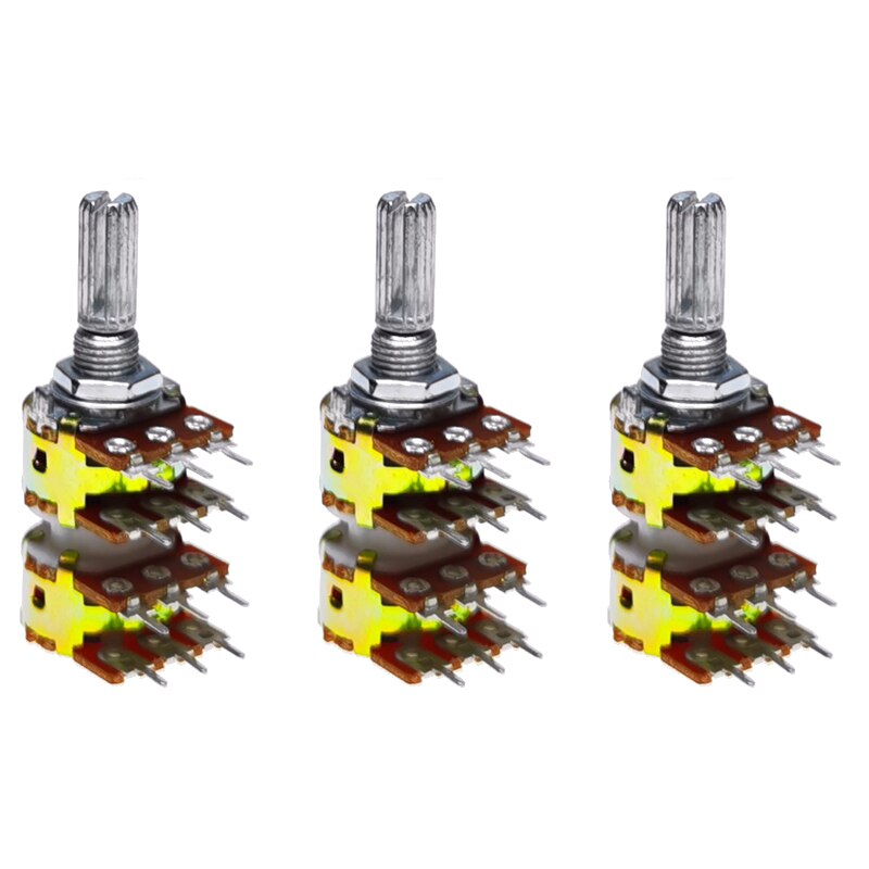 1Pcs-3Pc RV124F Tw B50K 50K Stereo Volume Potmeter Audio 4 Kanalen Volume Potentiometer 50KBX4 Alpha RK16: 3PCS