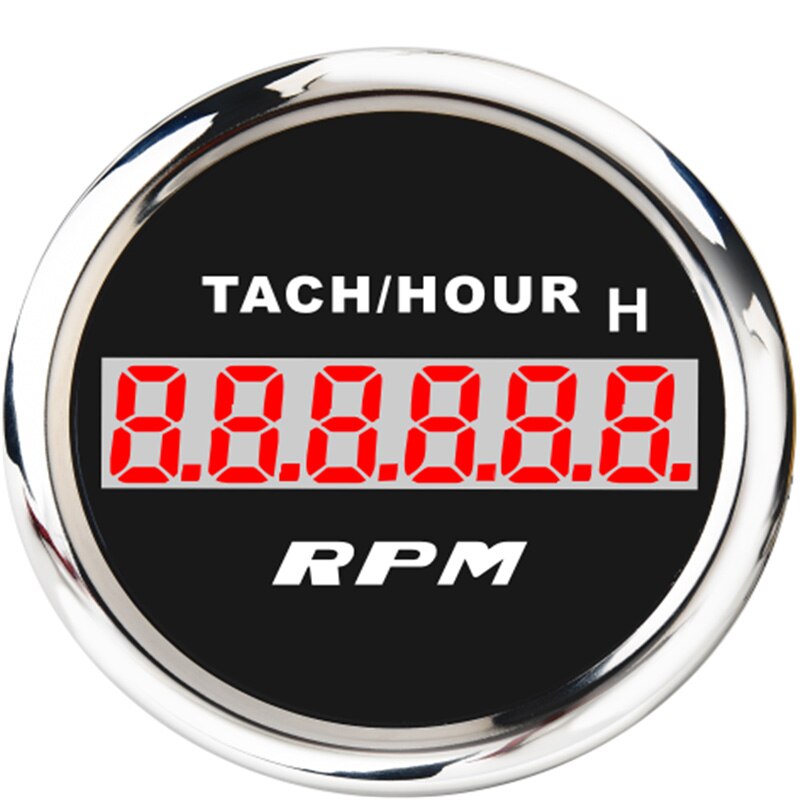 Tacômetro digital à prova d&#39;água, medidor de 0 a 9999 rpm com ampulheta de 0 a 99999.9 rpm para carro e barco: Black Silver