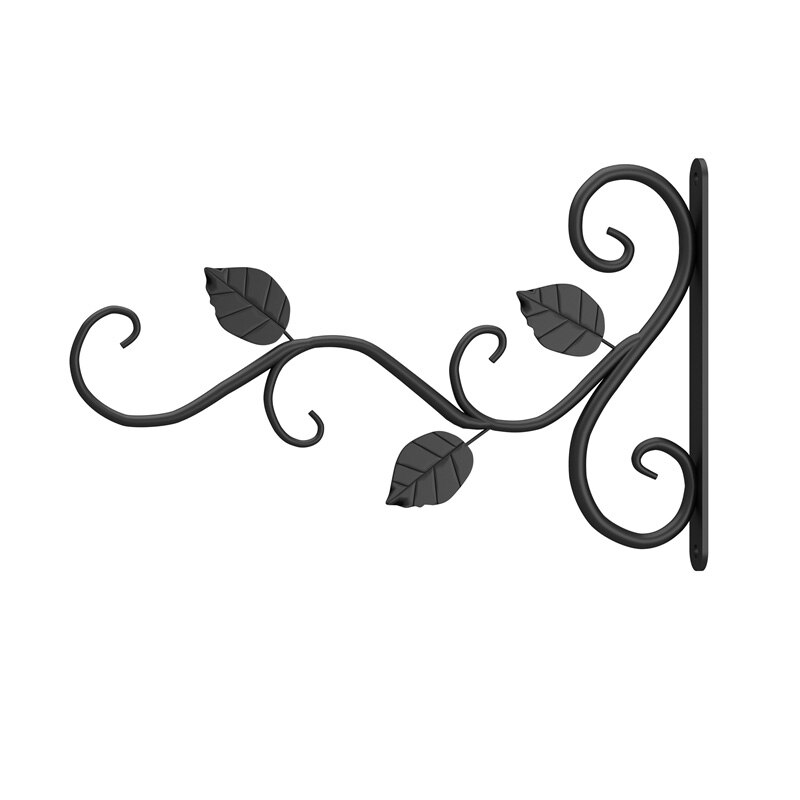 Bracket Hook Iron Hanger Plants Holder Balcony Home Decoration European Style Wall Hanging Flower Pot Support: black