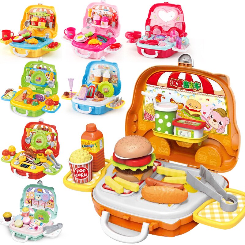 Fahrzeug Modelle Hand Arzt einstellen Kosmetik fallen Küche Spielen Haus Spielzeug Pädagogisches Geschirr Reise Eine Gepäck Mit Rolle