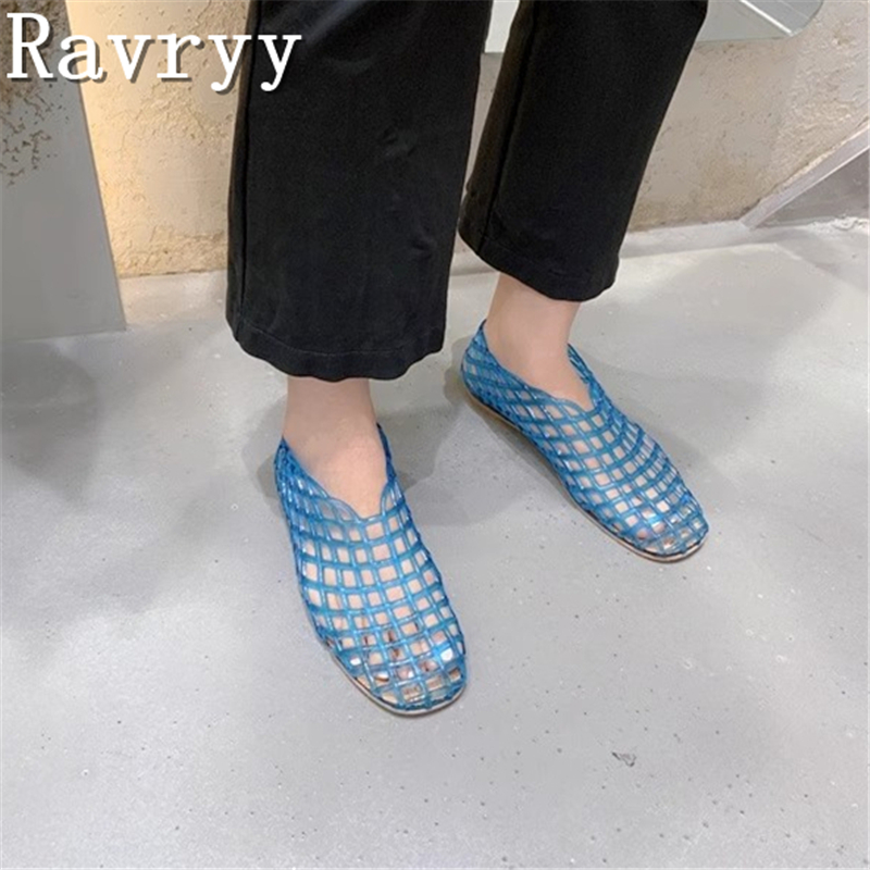 Moda feminina geléia sandálias de borracha plástica cobrir dedo do pé fundo plano oco para fora confortável e respirável sapatos de praia casuais
