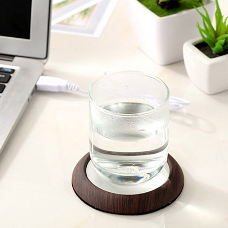 1pc USB Wood Grain Cup Warmer Heat Beverage Mug Mat Keep Drink Warm Heater Mugs Coaster