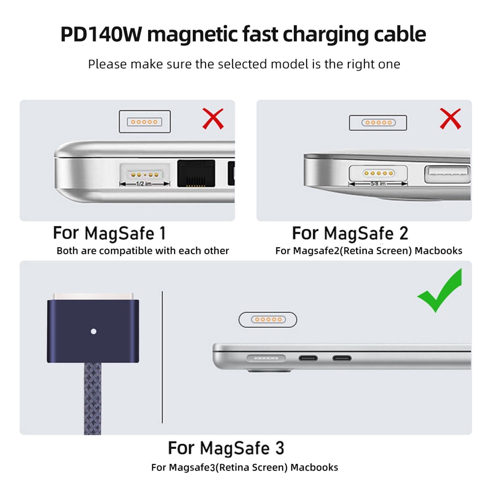 USB Type C naar Magnetische Magsafe 3 Generatie Kabel Oplader Adapter Voor MacBook Pro Air 14 16 M2 140 W Snelle Oplaadkabel Koord 2 m
