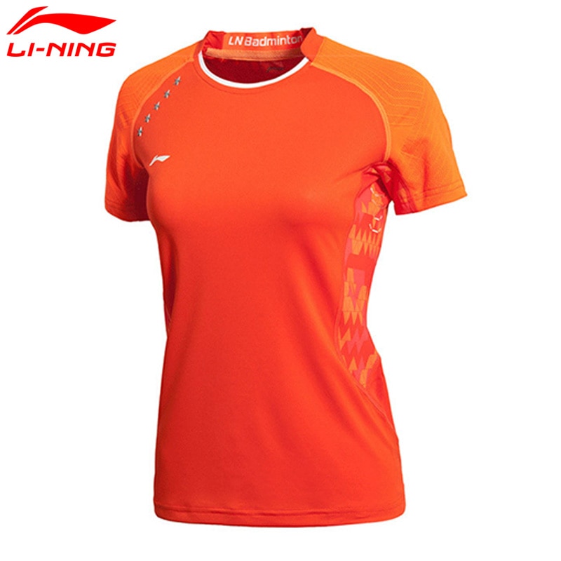 Li-Ning Women's Badminton Shirts AT DRY Breathable Regular Fit Sports T-Shirts LiNing li ning Tee AAYJ382