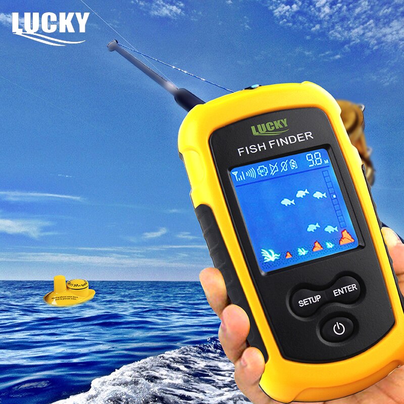 Fishfing alarm fish fnder 120m bærbar sonar sensor lcd trådløs fishfinder fiske lokke ekkolodd fiske