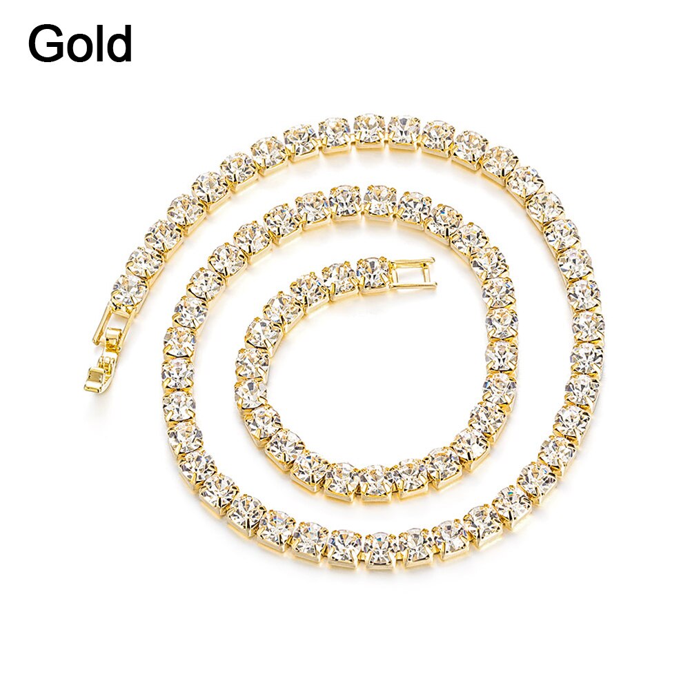 cubano cadena Zircon collar tipo cadena hasta la clavícula CZ diamantes deslumbrantes adorno brillante colgante de de las mujeres joyería de la boda: gold