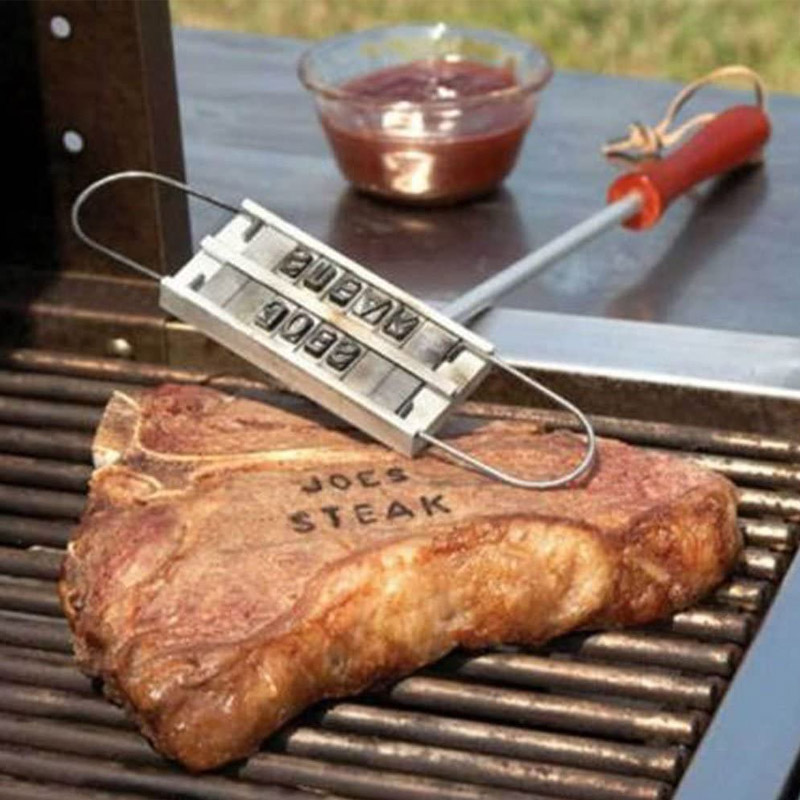 Bbq branding iron set grillmærke barbecue branding foranderligt engelsk bogstavmærkning stempelværktøj grillning bbq-værktøj
