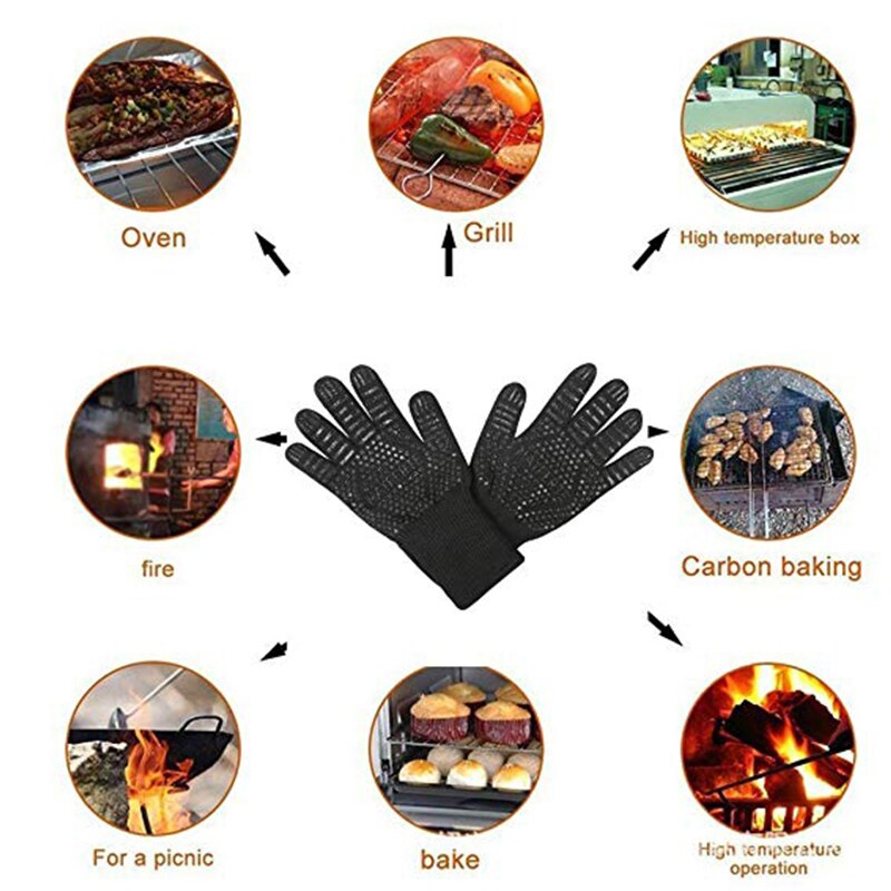 WALFOS extrema GUANTES DE Barbacoa resistentes al calor parrilla guantes de cocina guante, manopla de horno de cocina para hornear herramientas