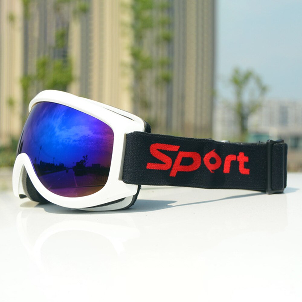 ski goggles lens anti-fog UV400 ski glasses skiing men women snow goggles Safety Eye Protection Glasses Eyewear: White frame green