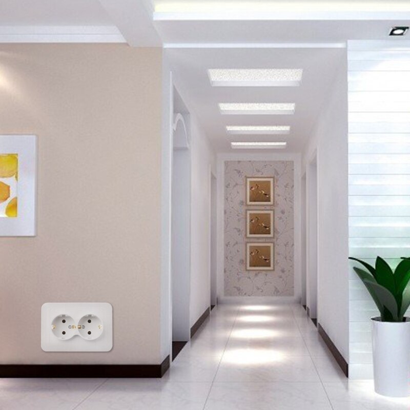 220V/16A 118x80mm EU Double Ground Socket Household Industrial Power Outlet