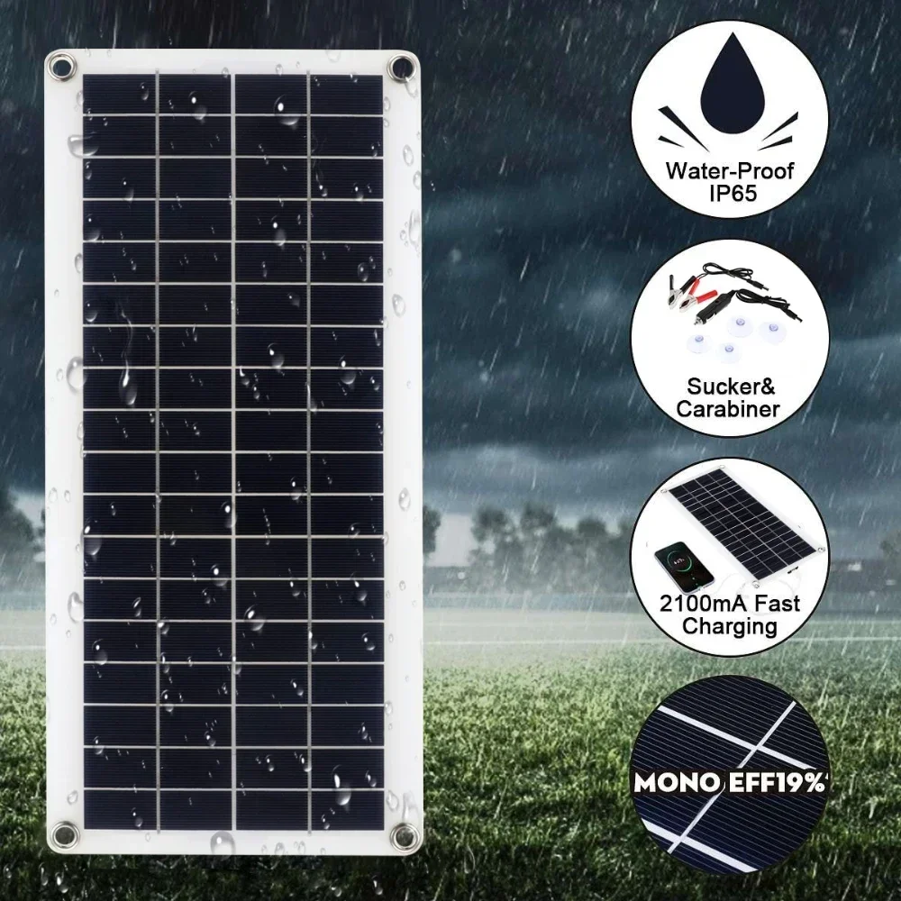 300W 12-18V Solar Panel with 10A-60A Controller Flexible Photovoltaic Power Charging Board for Electronic Phone Car Charging