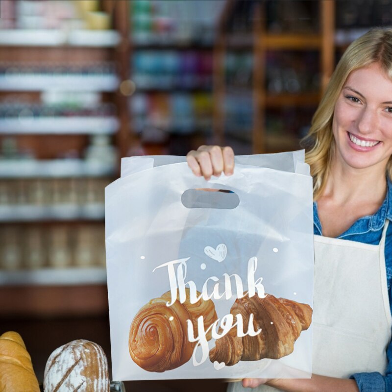 10pcs/lot Thank You Transparent Plastic Bag Bag For Fruit Bakery Food Packaging Bag Supplies