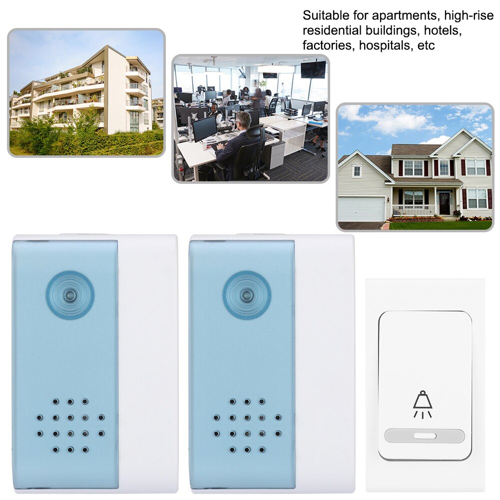 Intelligent Wireless Doorbell 38 Music LED Remote Digital Door Chime Ring Bell 1 Transmitter 2 Receivers​​ Home Welcome Doorbell