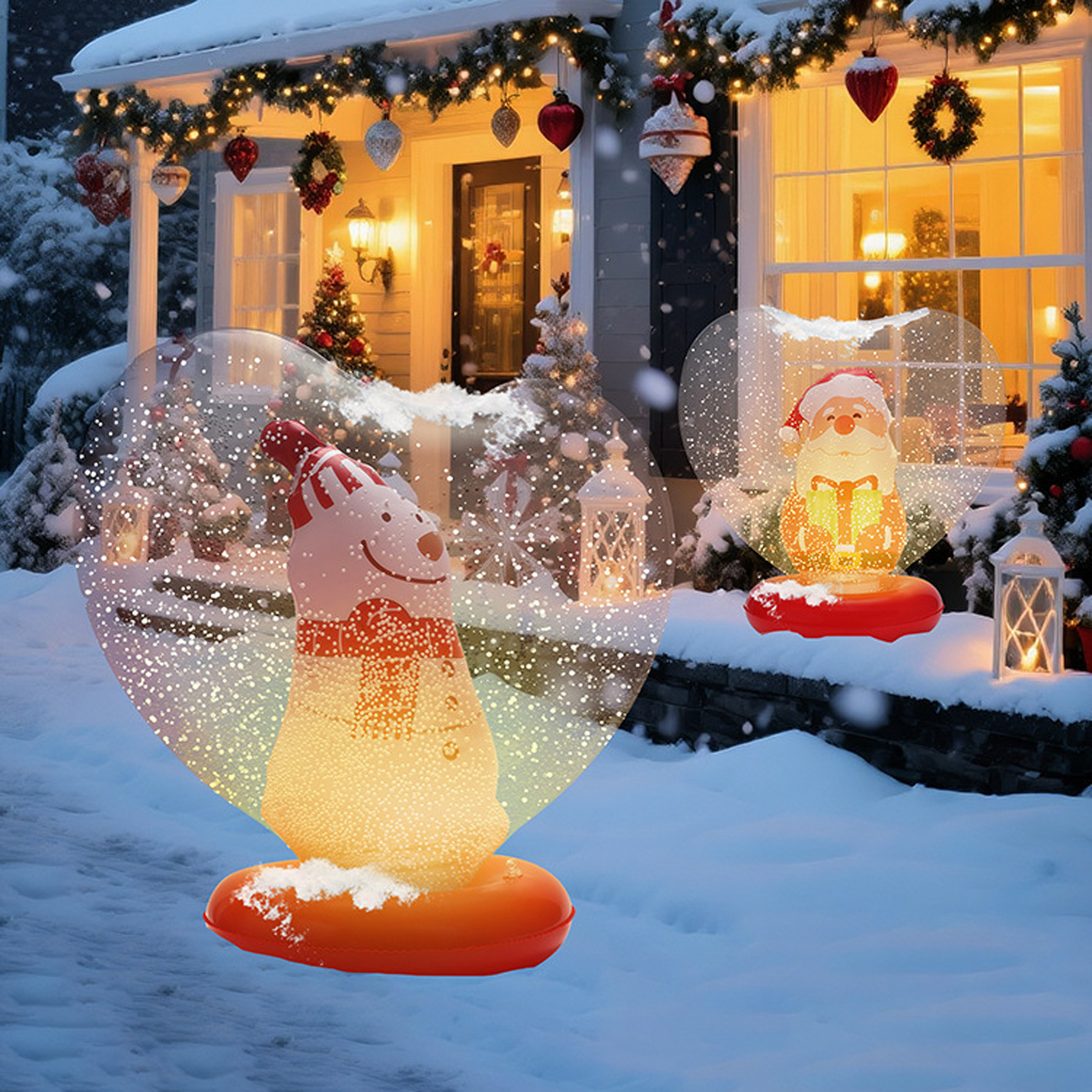 Oppblåsbare julekuler slitesterke pvc juleglødende baller jul utendørs hage basseng flytende julekule dekor: Mintgrønn