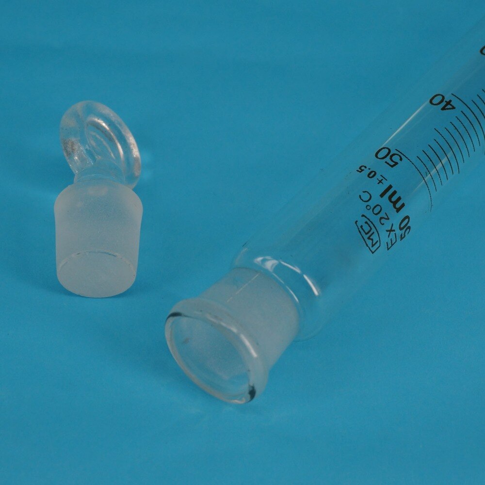 50ml Graduated Line Lab Clear Glass Test Tube Round Bottom with Stopper