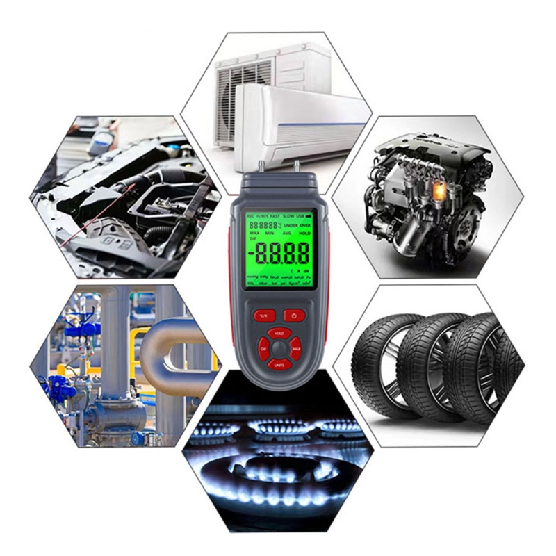 Digital Handheld Manometer HVAC Air Vacuum/ Gas Differential Pressure Gauge Meter Tester 100 Groups Data Storage Meter