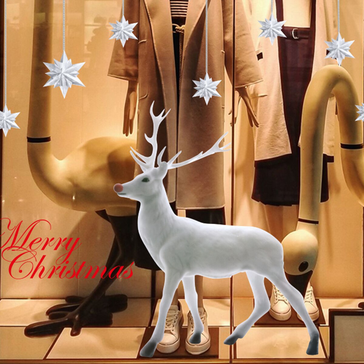 Christmas Window Stickers Reindeer Window Stickers Decals for Home Decoration 1PCS