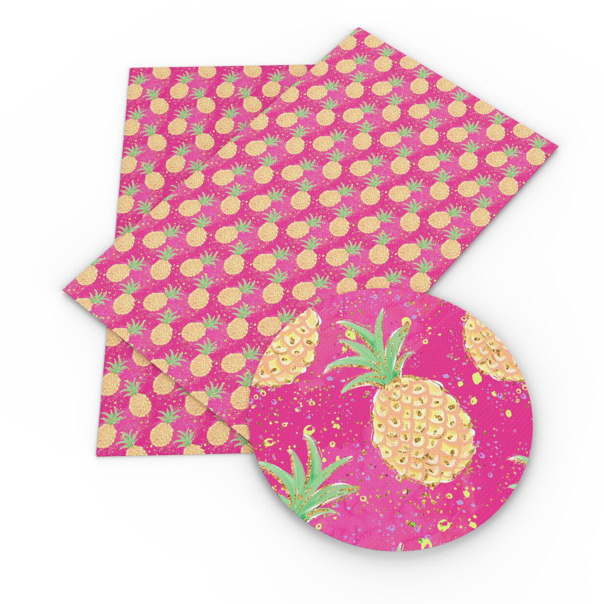 Fruits Theme Faux Leather Sheets Pineapple Strawberry Banana Pattern Printed Synthetic Leather Fabric Sewing Materials Crafts: 1078868001