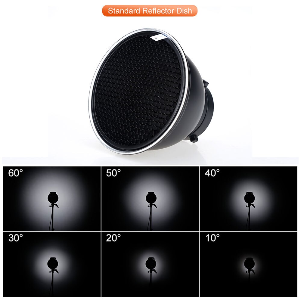 Réflecteur en aluminium grille en nid d'abeille 6.7 ''17cm 10 20 30 40 50 60 degrés pour Bowens, grille de réflecteur Standard, kit de Studio de photographie