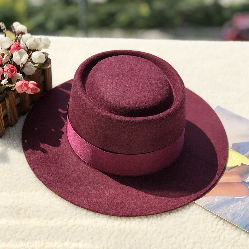 01911- fcm 368 britisk stil uldring flad fedoras kasket mænd kvinder panama jazzhat
