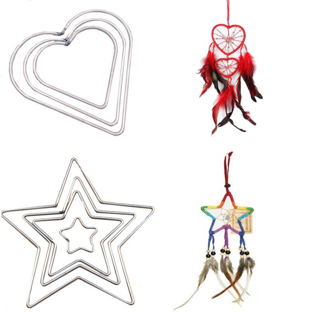Cerceau en métal amour coeur métal soudé décorations fournitures bricolage pièces artisanat étoile à cinq branches
