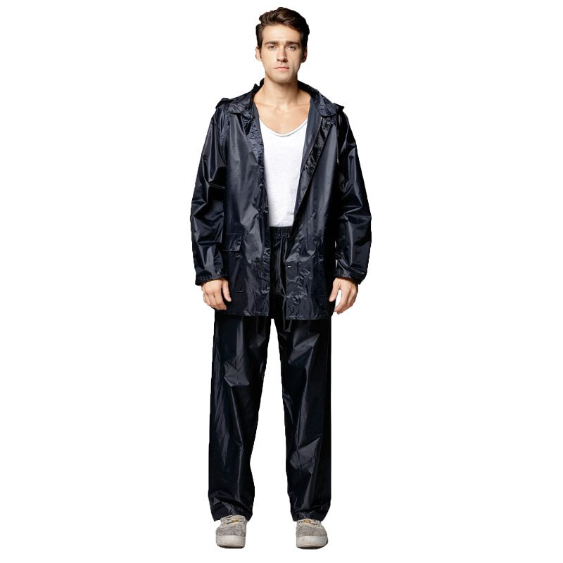Dam män regndräkt plus size regnrock motorcykel regnkläder vattentät trenchcoat ogenomtränglig regnkläder overall regnponcho: Blå kostym / L