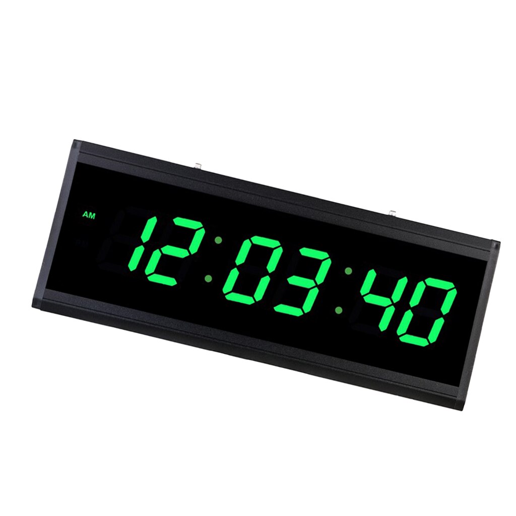 Reloj Digital de pared para el hogar, dispositivo enchufable con pantalla LED grande, para oficina, sala de estar, Hotel, iglesia, escuela, salón, enchufe estadounidense: Green