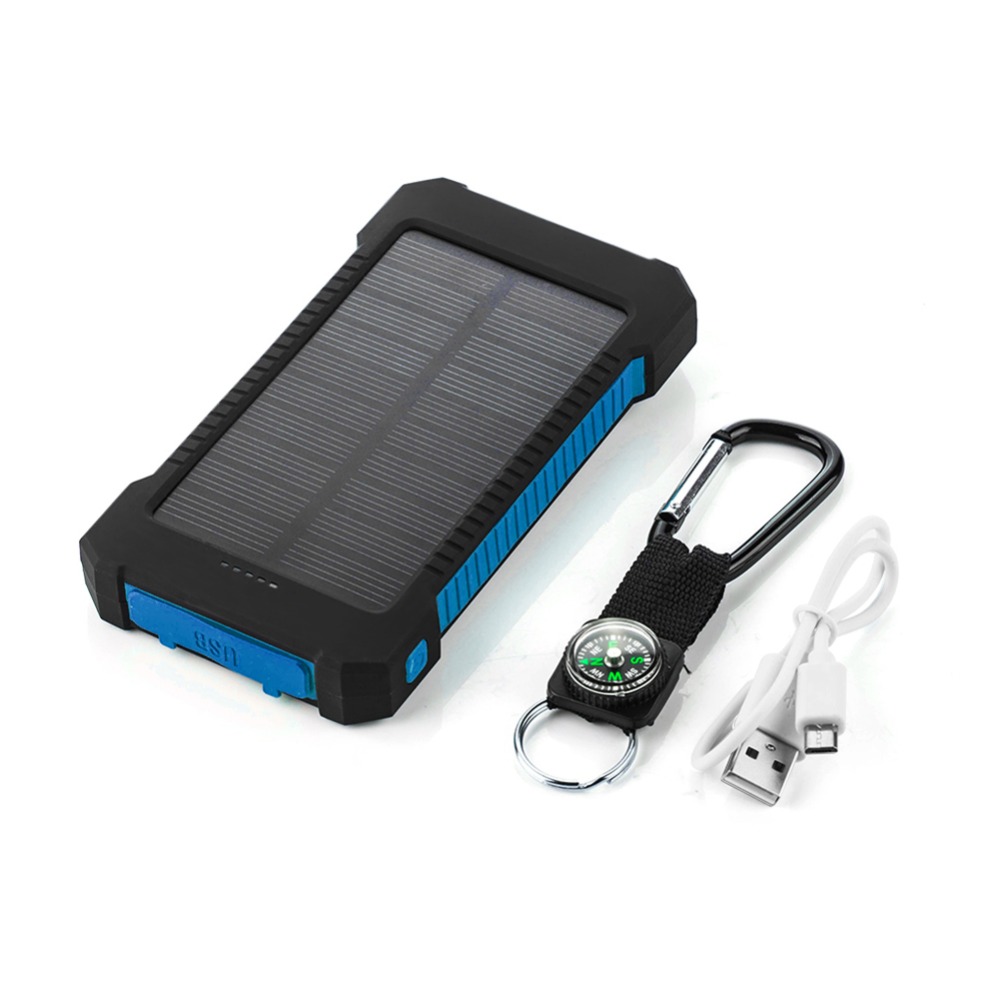 Top Sell Solar Power Bank Waterproof 20000mAh Solar Charger 2 USB Ports External Battery Charger Phone Poverbank with LED Light