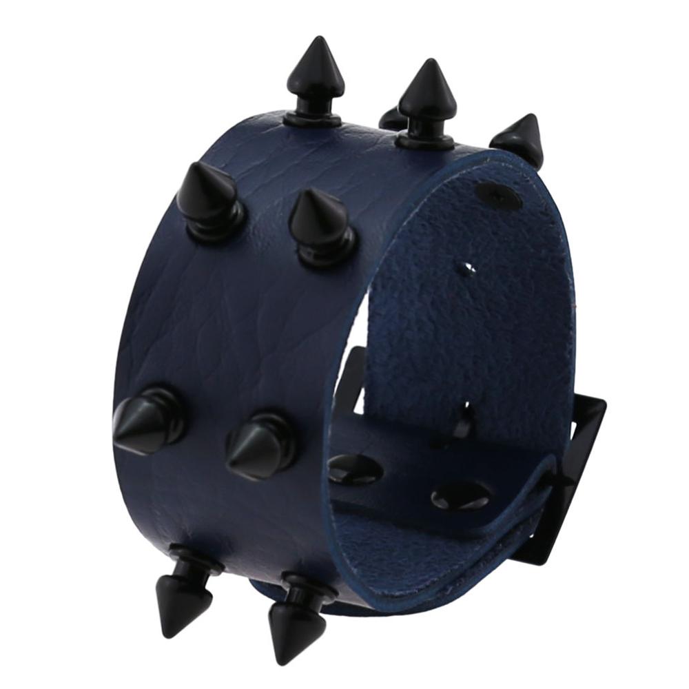 Punk pigg armbånd studded rock biker bred stropp vegansk lær armbånd armbånd for menn kvinner gotiske emo rock armbånd: Marinen