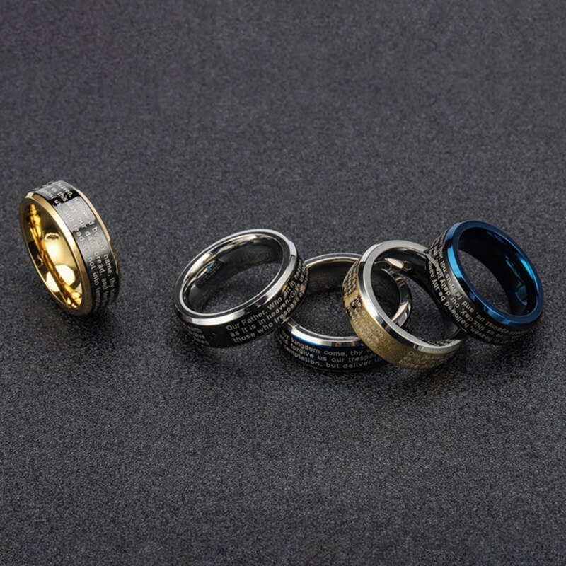 Rvs Cross Ring Alfabet Bijbel Gebed Vinger Ring Mannen Amulet Sieraden Voor Jezus Katholieke Christelijke Gelovigen Dior