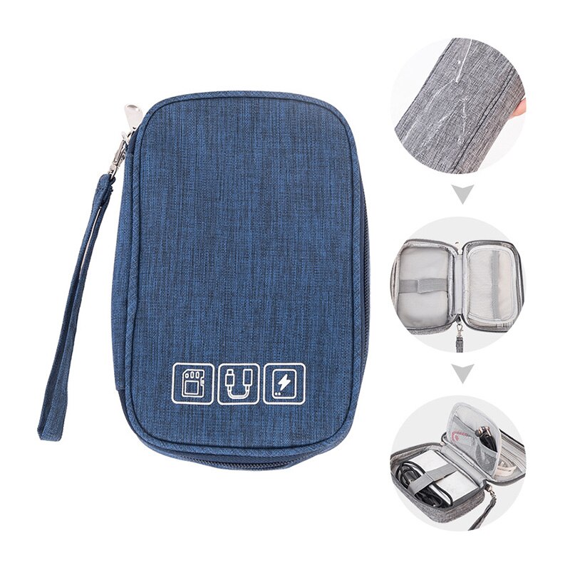 Kabel Organizer Bag Gadget Organizer Cable Case Draagbare Reizen Elektronische Accessoires Opbergtas Lader Headset Digitale Pouch: Dark Blue