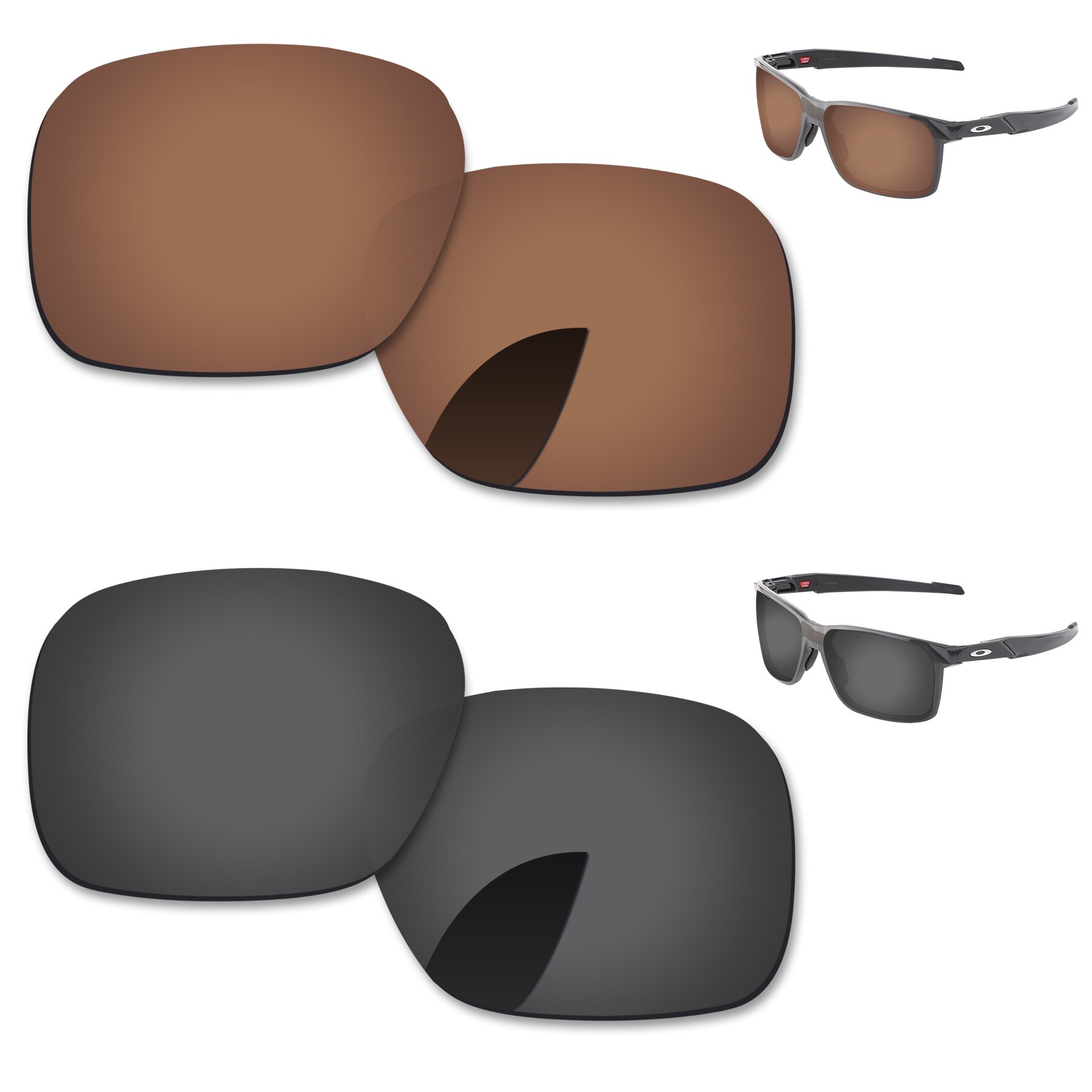 Alphax Vervanging Lenzen Voor-Oakley Portal X OO9460 Zonnebril Gepolariseerde-Meerdere Opties: 2 Pairs-Black-Brown